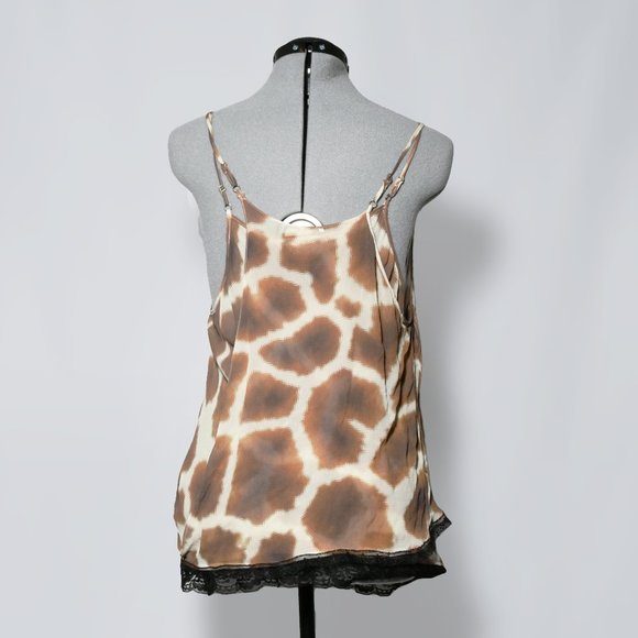 Animale Tops - Silk-Chiffon Lace Giraffe Camisole